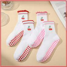 1 Pair Women's Cherry Print Yoga Socks, Non-Slip Pilates Socks - Multicolor - View 3