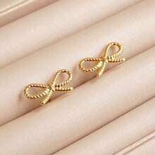 Brinco Laço Pequeno Feminino Dourado - Dourado - Visão 5