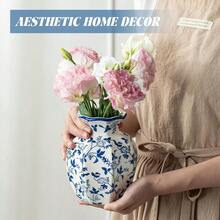 Home Decor Small Blue And White Ceramic Vase 6 Inch Vintage Chinoiserie Flower Vase Decorative Antique Vases For Home Decor Rustic Porcelain Vase Farmhouse Shelf Table Centerpieces Decor - Vaseu02 - 查看 6