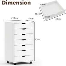 Cómoda de Madera con cajones y archivador, Cofre de Almacenamiento con Ruedas (Blanco) - Blanco - Ver 6