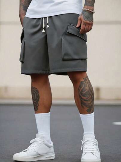 Pantalones cortos casuales sueltos con bolsillo para hombre, estilo gótico, dopamina, estilo funcional para exteriores, pantalones cortos casuales para hombre, pantalones cortos deportivos, pantalones chinos sueltos, pantalones cortos funcionales, pantalones cortos para correr, corte holgado
