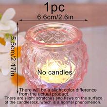 Bộ 6/12 chân nến màu hồng, chân nến tealight thủy tinh màu hồng, thích hợp trang trí bàn tiệc cưới, tiệc cô dâu, tiệc trà phong cách Boho, quà tặng tiệc cưới, trang trí nhà cửa, trang trí tiệc màu hồng, Ngày Valentine. - Hồng - Xem 12