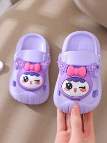 1 Pair Girls' Cartoon Cute Anti-Slip Bathroom Slippers, Suitable For Spring & Summer - Purple - View 6