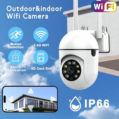 2英寸紧凑型室内球形摄像机，具备云存储、水平和垂直旋转、多方向巡逻、全彩夜视、声光报警、免密码多人共享、高清视频质量、双向语音、有线供电，兼容iOS/Android远程查看功能。