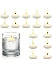 10支椭圆形白色漂浮蜡烛，适用于婚礼、酒店、餐厅、生日派对、节日浪漫晚餐、情人节等场合。 - 彩色 - 查看 9