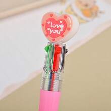 10Pcs Random Style Novel Heart-Shaped 4-Color Retractable Ballpoint Pen | Valentine's/Wedding Season/Party Supplies Set For Office/Campus, Perfect Gift For Women (Back-To-School/Birthday/Christmas)