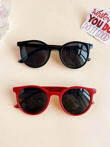 2 Pairs Unisex Kids Classic Asymmetric Round Fashion Fashion Glasses - Multicolor - View 4