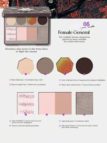 GIRLCULT Bảng trang điểm đa năng 13g/0.46oz, thiết kế màu sắc nghệ thuật, chất phấn lì và lấp lánh, bột mịn, dùng cho mắt, má hồng, highlight, bộ trang điểm di động, phối màu sáng tạo. - 05 Trái Tim Rực Lửa - Xem 4