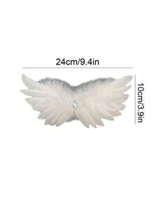 2个优雅白色天使翅膀发夹，天鹅羽毛发卡，适合婚礼角色扮演摄影道具、派对节日发饰、天鹅造型发夹（适合摄影角色扮演）、仙女新娘装扮发饰、优雅圣诞派对装饰 - 彩色 - 查看 10