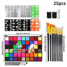 opeth 54 Color Body Paint Set, Includes 12 Brushes, 10 DIY Template Stickers, 2 Finger Sponges, Suitable For Costume Parties, Halloween, Stage Makeup, Holiday Parties, Water-Soluble & Easy To Clean, Non-Irritating - Multicolor - View 8
