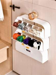 1个壁挂式抽屉收纳盒，用于存放内衣和袜子 - 轻质塑料收纳盒，婴儿房收纳，用于存放婴儿衣物 - 彩色 - 查看 5