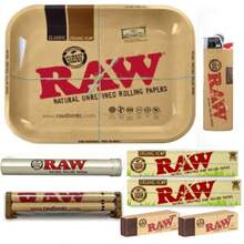 RAW Rolling Tray Kit Organic Papers Tips 110mm Roller Tube BIC Lighter - 如圖所示 - 查看 1
