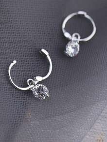 1件S925纯银肚脐环，6/8/10毫米时尚简约单颗锆石个性化肚脐穿刺饰品，女士款 - 單顆耳環配件 - 查看 5