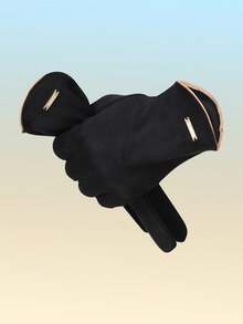 1 Paio di eleganti guanti in poliestere caldi da uomo, adatti per guida, ciclismo, touchscreen, antivento, caldi per outfit da pendolarismo in autunno/inverno e vacanze - Guanti caldi da uomo per autunno e inverno - Visualizzare 7