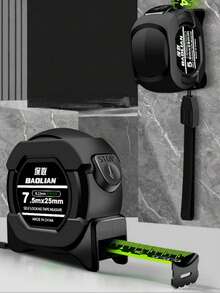 荧光卷尺，自锁式卷尺，激光标记，加厚防割耐磨卷尺，适用于户外测量、家居装饰测量、工业测量工具 - 黑色 - 查看 4