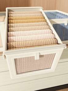 1 Stück faltbarer Leinenstoff Aufbewahrungskorb mit transparentem Fenster und Griff, verstärkter zusammenklappbarer Aufbewahrungsbox, Kleidung und Decken Organizer mit großer Kapazität für Schlafzimmer, Kleiderschrank - grau - Übersicht 6