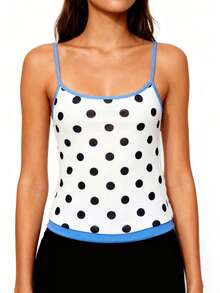 Women Camisole, Sleeveless Tops Backless Dots Print Slim Fit Summer Vest For Party Club - Blue - View 1