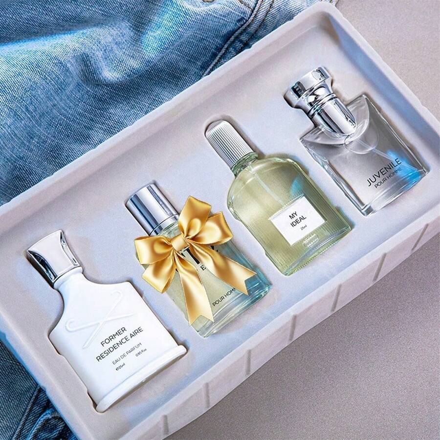 4 Pcs Luxury Perfume Gift Set For Men Perfect Father's Day Gifts For Dad & Husband | Includes Premium Masculine Woody, Citrusy & Aromatic Fragrances Eau De Toilette Notes Of Apple, Cedarwood, Mimosa, Men's Fragrance, Long Lasting, Everyday Fragrance - 多香型 - 查看 1