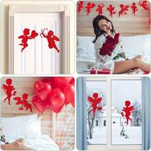 25pcs (2 Sheets) Valentine's Day Red Cupid Window Stickers Decor, Heart Stickers Decor, Happy Valentine's Day Cupid Gifts For Home, Office, Classroom, Pink Wedding Romantic Sticker Decorations - Multicolor - View 6