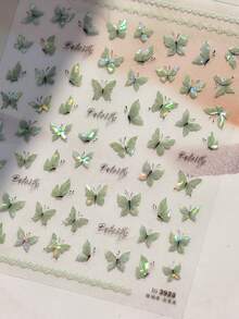 1 szt. błyszczące zielone motyle, wyjątkowe zwierzę, owad, monarcha, lot, naklejki na paznokcie, 5D, zdobienie paznokci, natura, urzekające, eteryczne, samoprzylepne paznokcie, dla kobiet, wyrafinowane, DIY, naklejki do manicure - Wielokolorowe - Zobacz 10