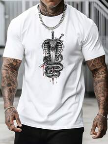 Men's Cotton Casual T-Shirt, PEW PEW MADAFAKAS! Funny Duck Graphic T-Shirt For Men - 白色 - 查看 1