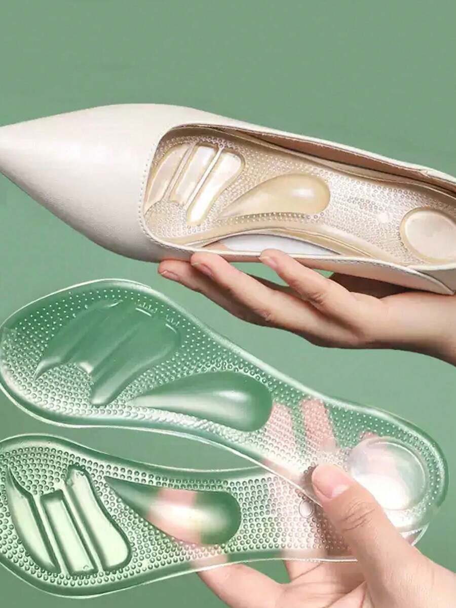 QKC 1 Pair/2 Pairs Silicone High Heel Insoles With Anti-Slip Particles, Suitable For Casual Daily Wear And Long-Time Standing For Women