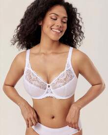 DELIMIRA Women's Plus Size Full Coverage Underwire Unlined Minimizer Lace Bra - White - View 6