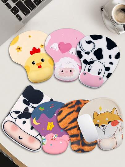 Cartoon Cute Silicone Mouse Pad With Wrist Rest, Non-Slip Silicone Base Mouse Pad