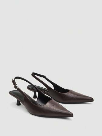 2025秋冬季4厘米棕色高跟鞋，套脚式派对正装鞋，细高跟礼服鞋，猫跟鞋，优雅