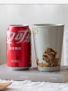 1个350毫升陶瓷可乐杯，适用于家庭聚会、毕业派对、咖啡杯、牛奶杯、水杯、漱口杯，日本热销设计 - 彩色 - 查看 3