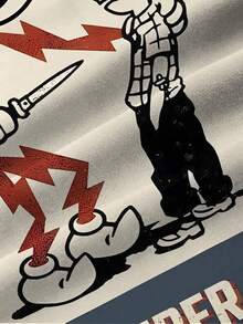 Camisa hawaiana de manga corta con botones y estampado de advertencia de descarga eléctrica divertida y retro para hombres - Azul Marino - Ver 6