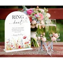 DRing Hunt Game For Bridal Shower With 30 Rings Floral Acrylic Signs For Wedding Wedding Signage For Reception Bridal Shower Games For Bachelorette Night Proposal Engagement And Anniversary 23 - White - View 3