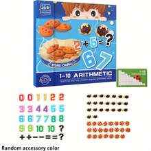 Libro de puzle magnético de letras y matemáticas: Tema de galletas 1-10 Juego de aprendizaje de matemáticas, adecuado para niños de 3 a 5 años, incluye pegatinas de números y alimentos, juguete educativo temprano y divertido, excelente para practicar el conteo y la suma básica, regalo ideal al estilo Montessori para desarrollar habilidades cognitivas y matemáticas - Multicolor - Ver 7