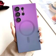 Magnetic Wireless Anti-Scratch Shockproof Camera Protection Gradient Phone Cover Case Compatible With Samsung Galaxy S26 Ultra S25 Ultra S24 Ultra A57 A37 A17 A56 A36 A26 S25 FE Galaxy Z Filp Series Compatible With IPhone Series - Purple Gray - View 6