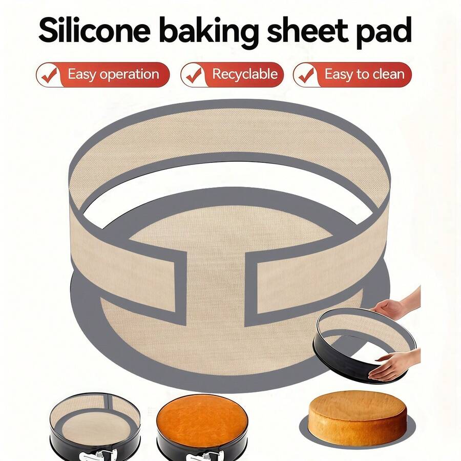 1pc/2pcs Non-Stick Silicone Baking Liners - Reusable, Heat-Resistant Mats For Cookie, Macarons, Bread, Pastry, Prevent Cake From Sticking Side And Bottom - Grey - View 1