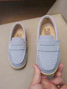 1 Pair Casual Slip-On Loafers For Kids, Breathable Non-Slip Flat Shoes Suitable For Spring & Autumn, Runs Small - Baby Blue - View 5