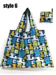 Túi mua sắm tái sử dụng, túi tote gấp gọn, túi mua sắm chống thấm nước dung tích lớn, thích hợp cho du lịch, dã ngoại, cắm trại, hoạt động ngoài trời và sử dụng tại nhà. Dung tích lớn, có thể gấp gọn, di động, thời trang, chống thấm nước, bền bỉ, túi đeo vai và túi nhỏ bằng polyester tái sử dụng với thiết kế in họa tiết độc đáo khắp bề mặt. - Nhiều màu - Xem 7