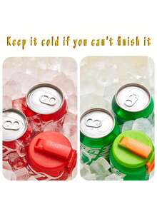 1个带吸管的汽水罐盖（颜色随机） - 包括可重复使用的硅胶吸管和汽水罐盖，密封性好，易于使用，防漏 | 适用于标准12盎司汽水罐，可用作饮料盖、啤酒罐盖、汽水罐盖，也非常适合旅行、聚会、露营和夏季必备品。