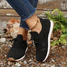 女士优雅圆头平底系带厚底时尚运动鞋