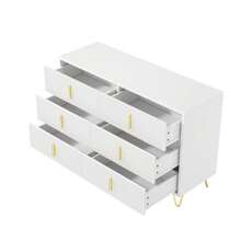 Elegant Sideboard With A Modern Design, Chest Of Drawers And Plenty Of Storage Space, Gold Handles - White - View 10