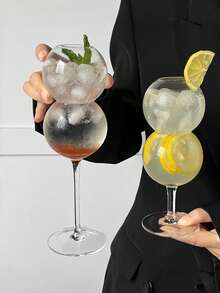 1pc Minimalist Round Ball Design Stemware, Elegant Glass Cup Suitable For Birthday Party, Group Gathering, Can Be Used As Milk Cup And Juice Cup - Multicolor - View 4