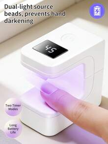 XEIJAYI 1pc Mini Rechargeable UV LED Nail Lamp, Suitable For Gel Manicure, Fast Drying Nail Lamp, UV LED Gel Polish Nail Dryer Lamp, Manicure Tool, Rechargeable Salon Equipment - White - View 5