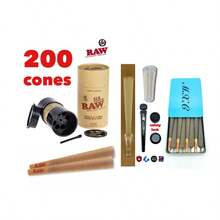 RAW Classic King Size Cone 200PK +Ra<Wbr/>W Six Shooter +Tube+Glass Cone Tip+Cone Case - như hình - Xem 1