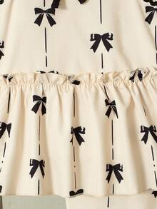 2 pièces/set Top de camisole décoré d'un nœud imprimé et pantalon à taille élastique pour filles, tenue d'été - Nude - Voir 6