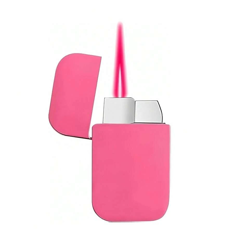 APink Flame Torch Lighters |   Outdoor Camping BBQ Candle Windproof, Metal Refillable Butane Lighters, Ideal Gifts For Girls, Birthday Women, Mother'S Day (No Butane Gas Required), Without Battery - 粉色 - 查看 1
