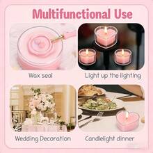 A Set Of 72/36 Heart-Shaped Pink Tea Lights, Each With A Burn Time Of Approximately 1.5 Hours, Producing No Smoke, Perfect For Occasions Like Valentine'S Day, Proposals, Weddings, And Parties. - Pink - View 5