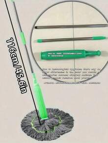 Wireless Self-Spinning Screwless Mop With Durable Plastic/Metal Handle - No Electricity Needed, Washable Mop Head For Cleaning Bedroom, Bathroom, Kitchen, Living Room And More | Modern Cleaning Tool | Powerful Stain Removal | Christmas Gift, Fun Gift, Ramadan Gift, Personalized Gift