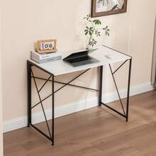 White Desk - White + MDF - View 4