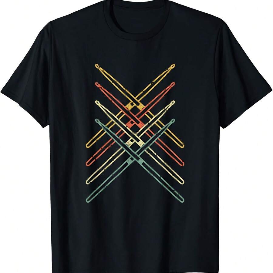 Camiseta unitaria retró bates regalo batería- - Negro - Ver 1