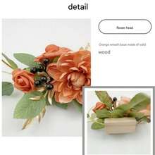 Artificial Flower Hoop Bridal Bouquet For Wedding Hand Held Floral Wreath Decoration Simulation Flower Ring Centerpieces - Orange - View 2